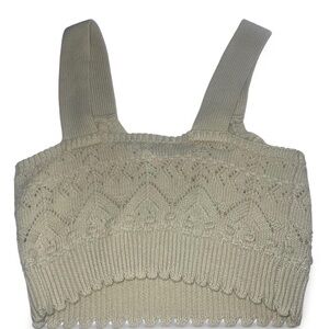 Elegant Knit Crop Top - Pale Yellow/Beige